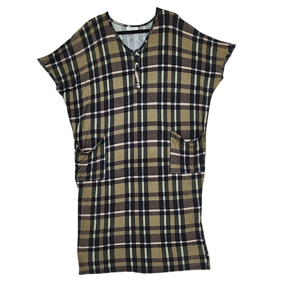Dwell + Slumber Other - Dwell Slumber Cocoon Nightgown House Dress‎ OS Caftan Plaid Loungewear USA